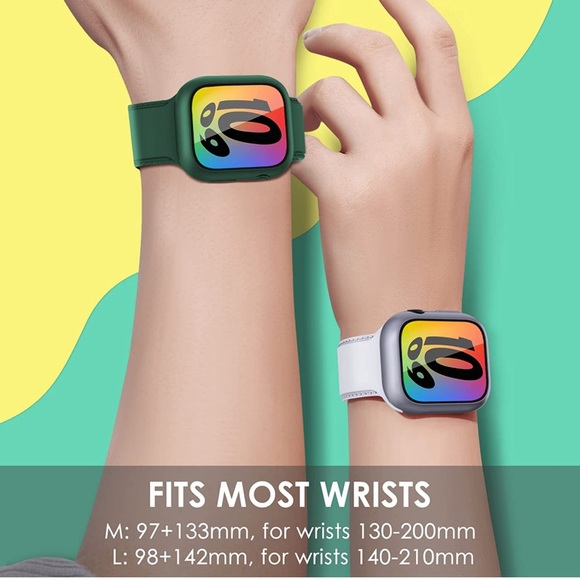 Sport Band Compatible for Apple Watch Band 45mm,Series7 with 2 Pack Hard PC Case - Picture 7 of 10